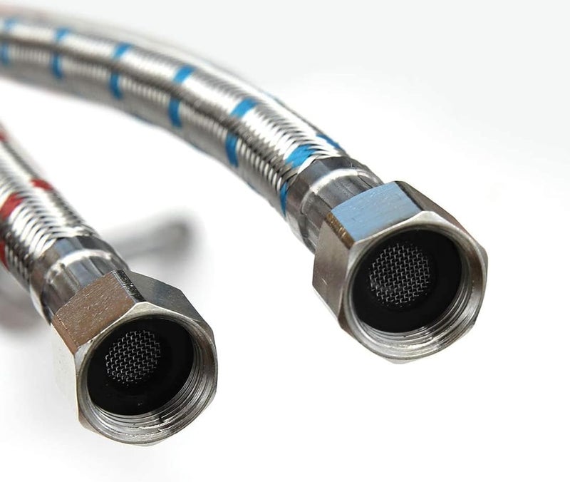 RUITHOE 16" Flexible Connector Braided Stainless Steel Bathroom Faucet Supply Lines Bathroom Kitchen Faucet Hose Length 3/8-Inch Female Compression Thread x M10 Male Connector x 2 Pcs (1 Pair) - Image 5